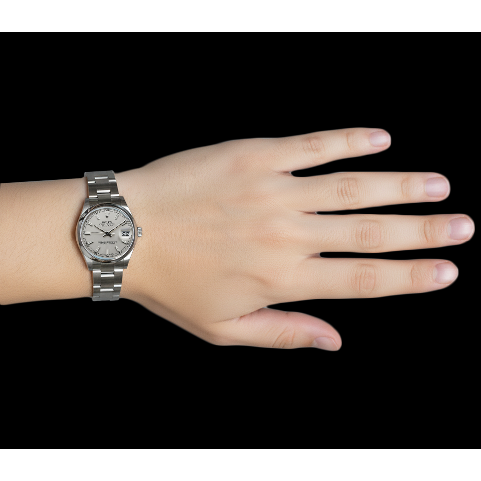 Orologio Rolex Datejust di medie dimensioni da 31 mm, bracciale con lunetta liscia P4