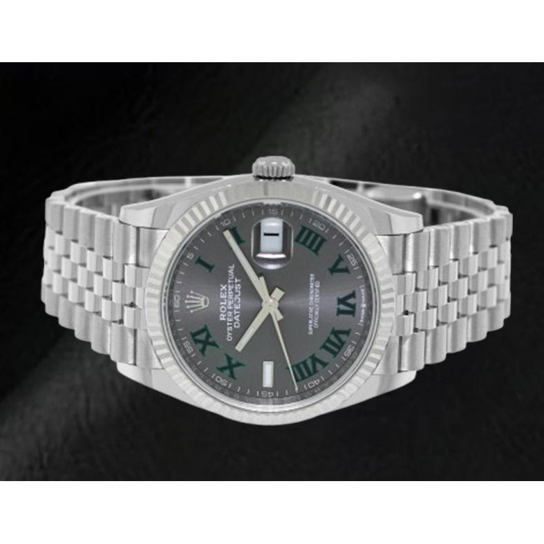 Orologio Rolex Datejust grigio Wimbledon Roman Dial 36mm in acciaio inossidabile