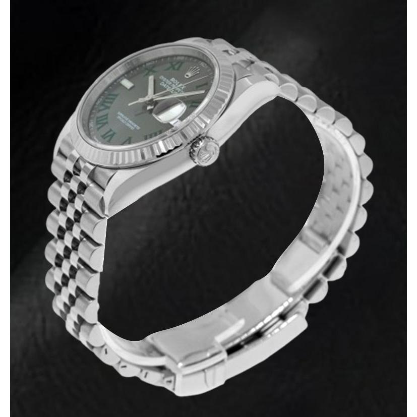 Orologio Rolex Datejust grigio Wimbledon Roman Dial 36mm in acciaio inossidabile