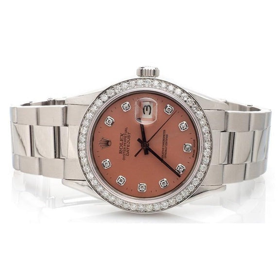 Orologio Rolex Datejust in acciaio inossidabile con cinturino ostrica e quadrante