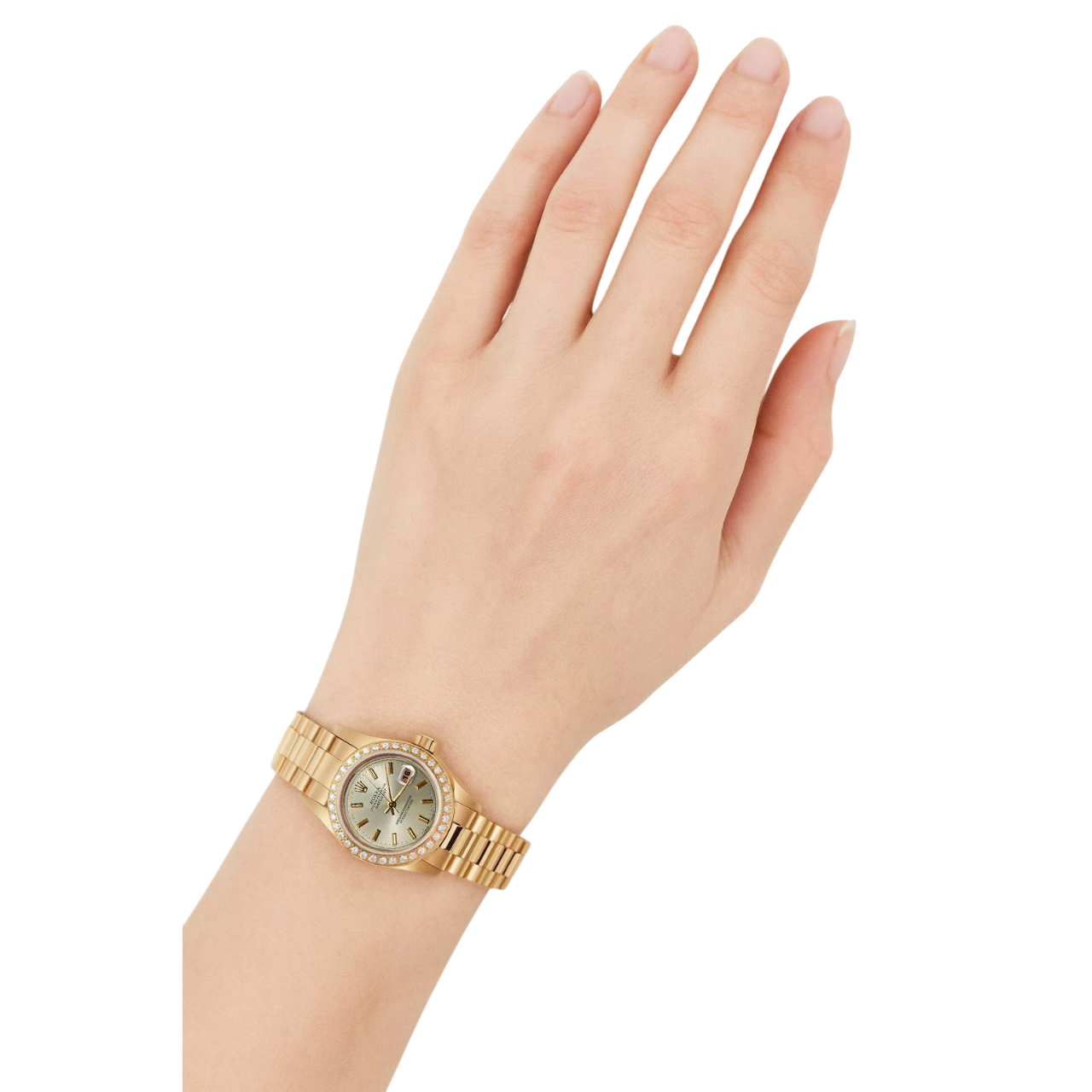 Orologio Rolex Datejust stile presidenziale Orologio con lunetta in diamanti color avorio P1