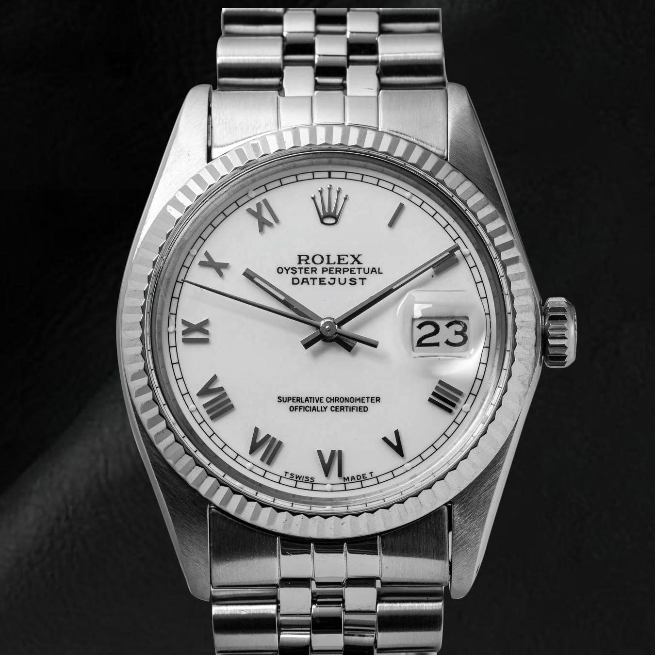 Orologio Rolex Datejust taglia media con quadrante bianco romano in acciaio inossidabile