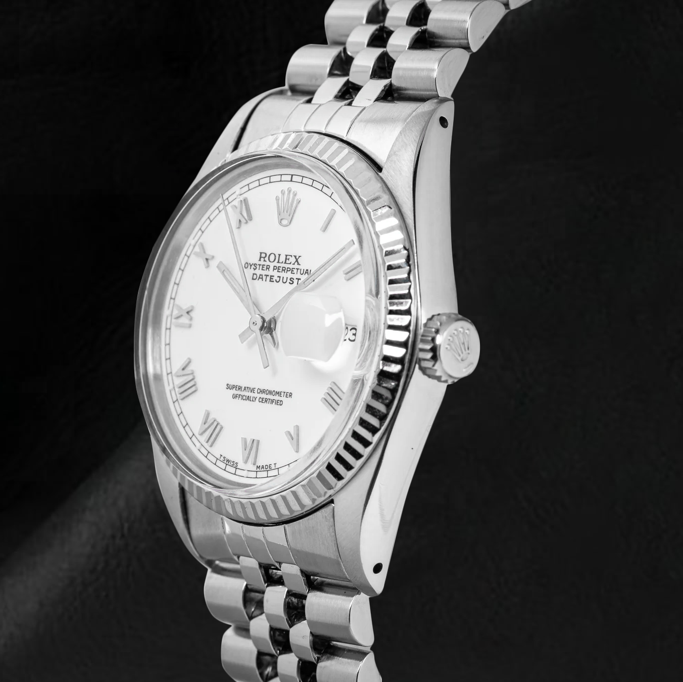 Orologio Rolex Datejust taglia media con quadrante bianco romano in acciaio inossidabile