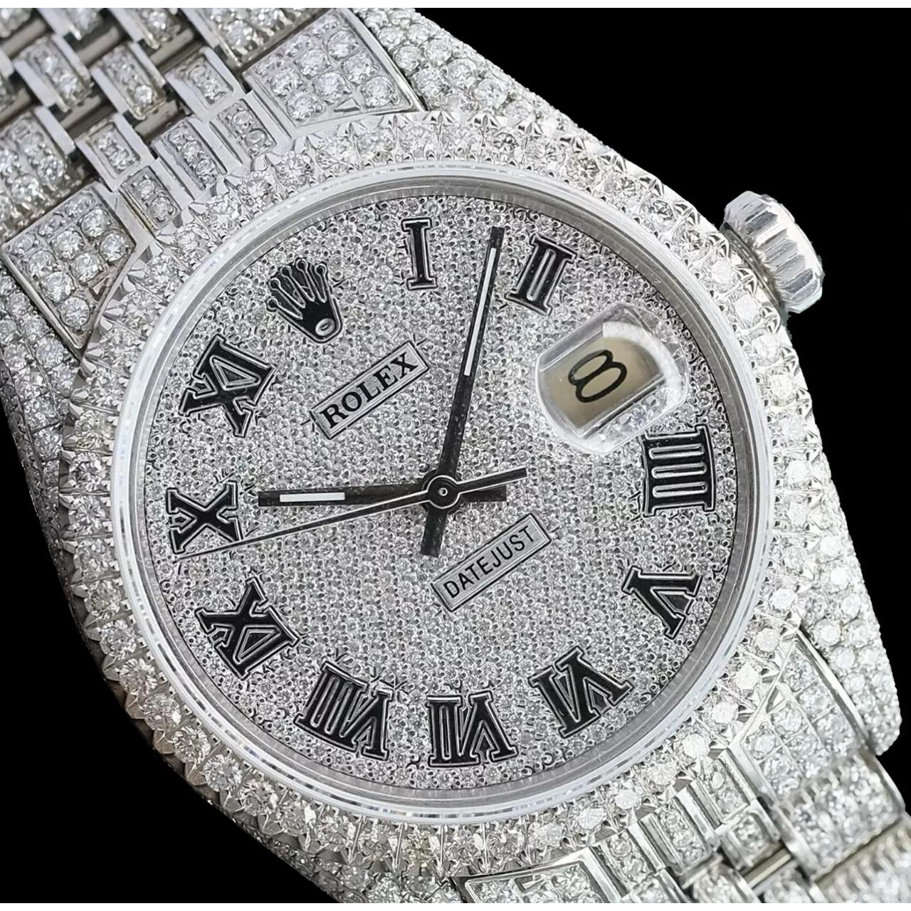 Orologio Rolex Iced Out Diamond 12 carati 36 mm quadrante romano in acciaio inossidabile