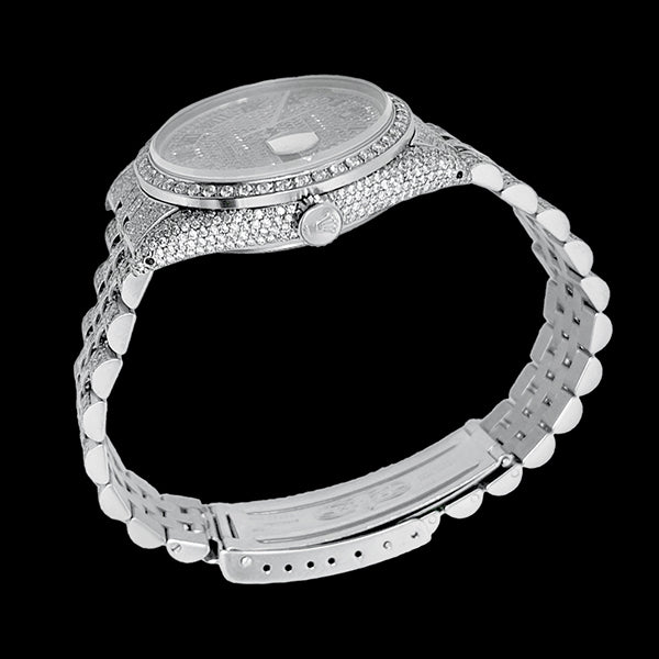 Orologio Rolex Iced Out Diamond 12 carati 36 mm quadrante romano in acciaio inossidabile