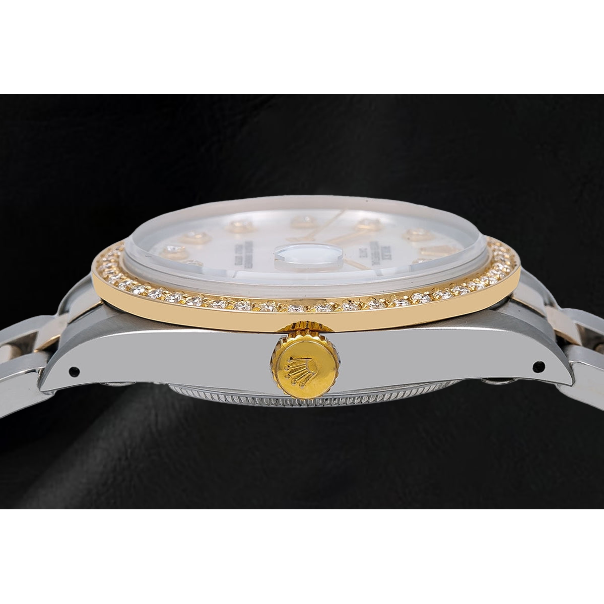 Orologio Rolex Lady Datejust con quadrante in madreperla bianca e diamanti, 31 mm, bracciale Oyster bicolore