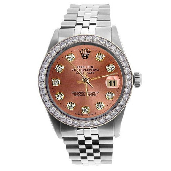 Orologio Rolex Salmon Diamond Dial Bezel Acciaio inossidabile Rolex Jubilee QUICK SET
