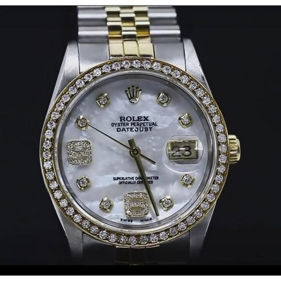 Orologio Rolex con data e lunetta con diamanti ricoperto da 2 ct. Acciaio inossidabile diamante personalizzato