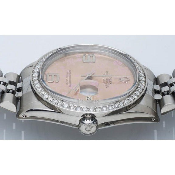 Orologio Rolex con quadrante a fiori rosa