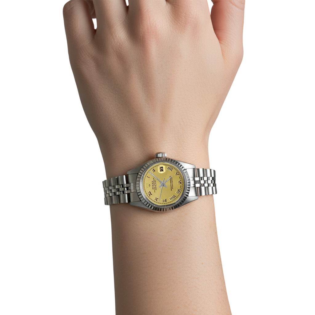 Orologio Rolex da donna Datejust Quadrante in acciaio inossidabile Bracciale giubileo Lunetta scanalata