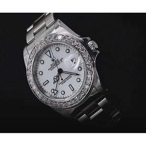 Orologio Rolex esploratore Ii da uomo con quadrante bianco, lunetta personalizzata