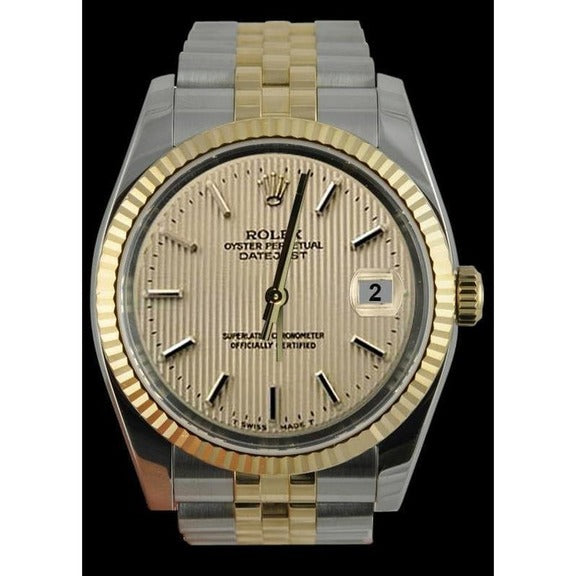 Orologio Rolex in acciaio inossidabile e oro giallo Bracciale Jubilee Quadrante Tapestry Stick SET RAPIDO