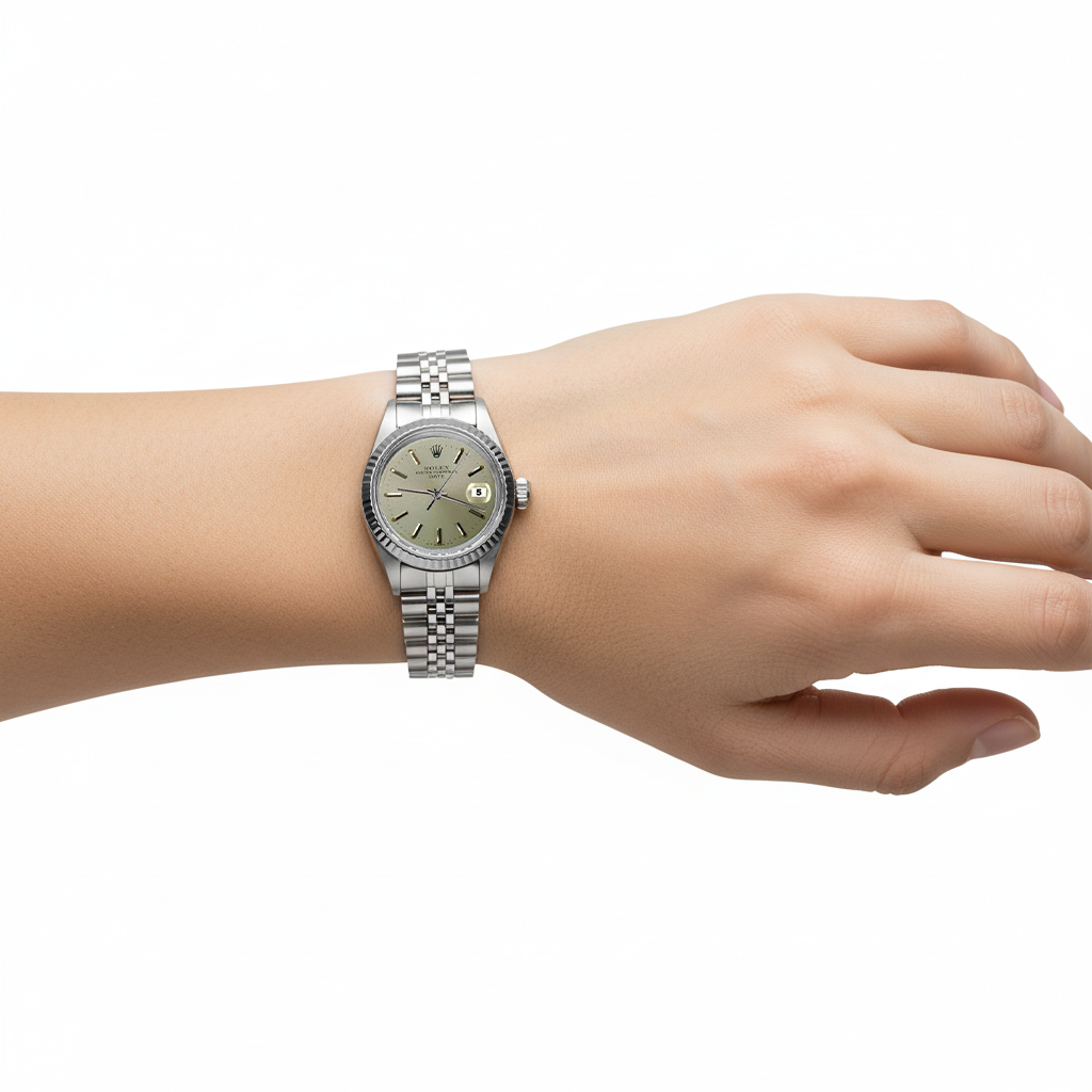 Orologio con data giubilare in acciaio inossidabile, quadrante grigio, lunetta scanalata P2