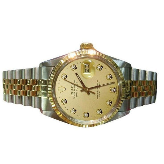 Orologio con quadrante champagne e diamanti Rolex