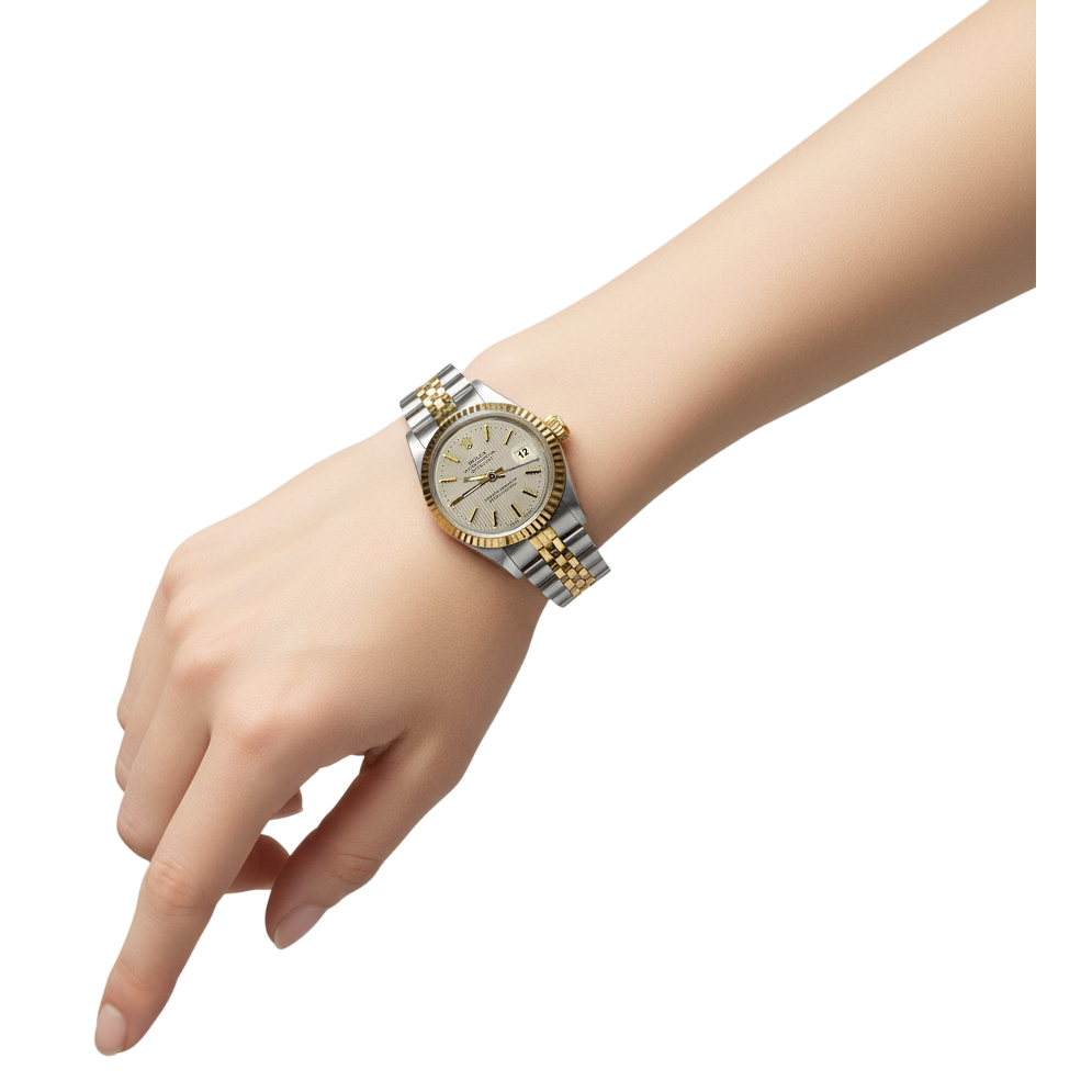 Orologio da donna Datejust Rolex con quadrante bianco e acciaio inossidabile e giubileo in oro