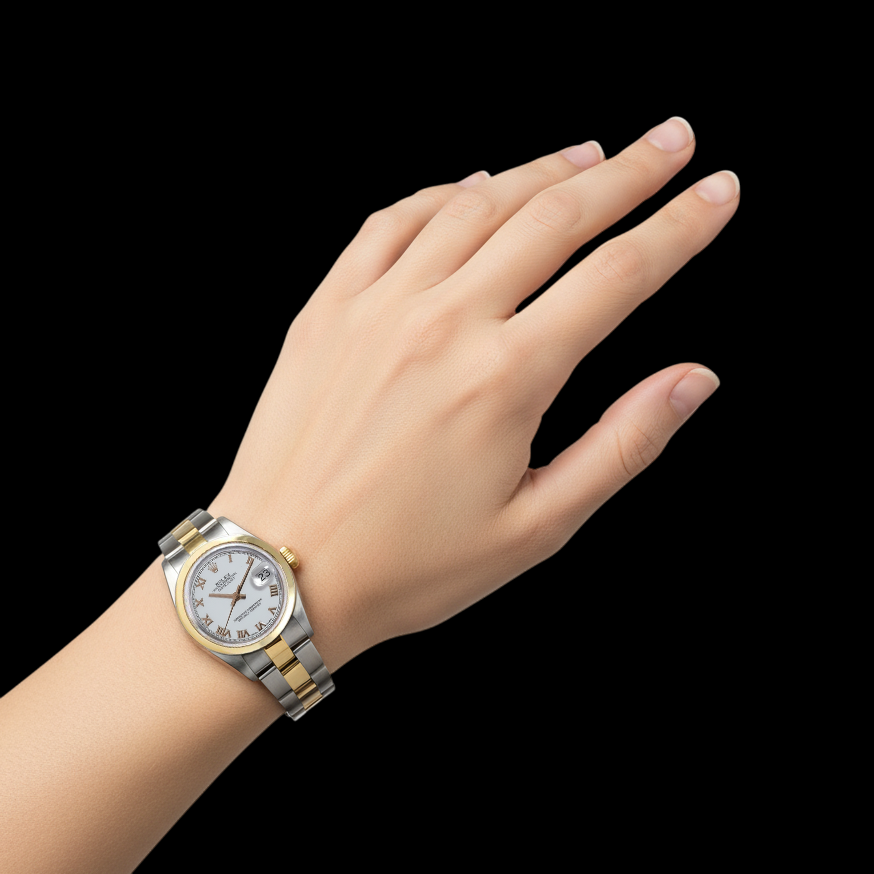 Orologio da donna Datejust Rolex quadrante bianco romano 31mm acciaio oro