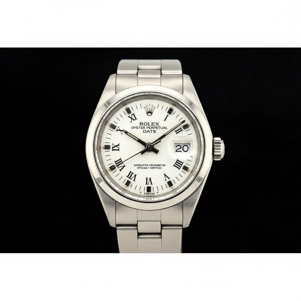 Orologio da donna Rolex Date 26 mm quadrante bianco romano Oyster in acciaio inossidabile P1