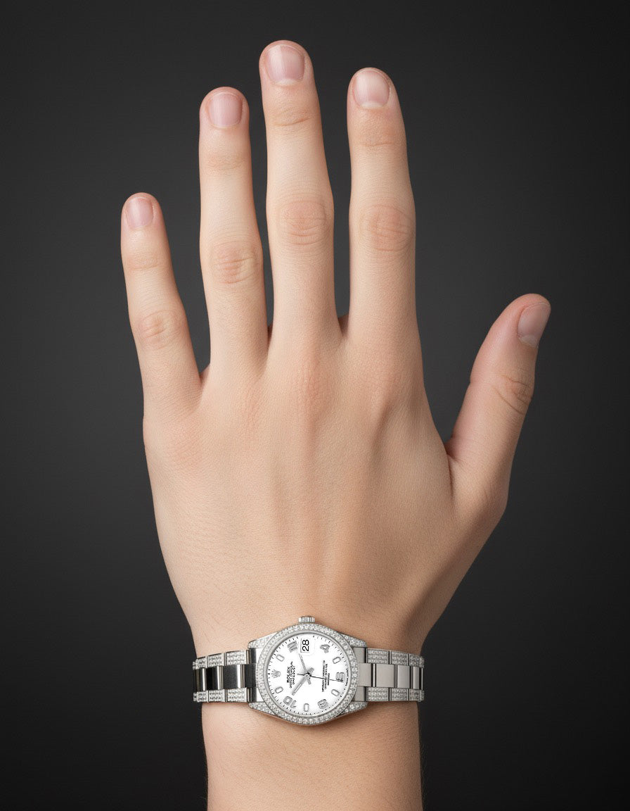 Orologio da donna Rolex Datejust 31 quadrante arabo bianco in acciaio inossidabile