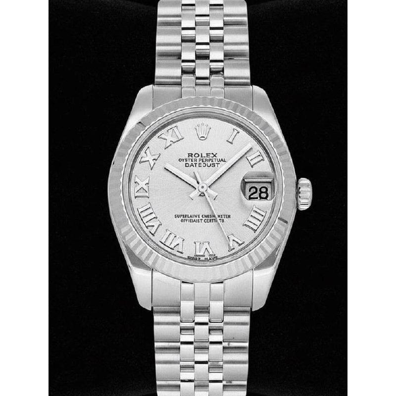 Orologio da donna Rolex Datejust 31mm quadrante argento con numeri romani