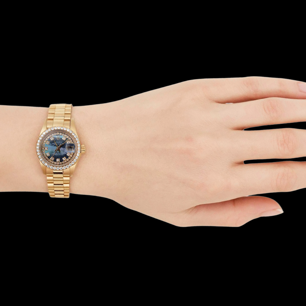 Orologio da donna Rolex Datejust Madreperla Quadrante con diamanti Oro giallo