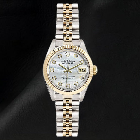Orologio da donna Rolex Datejust bicolore in madreperla e diamanti da 26mm