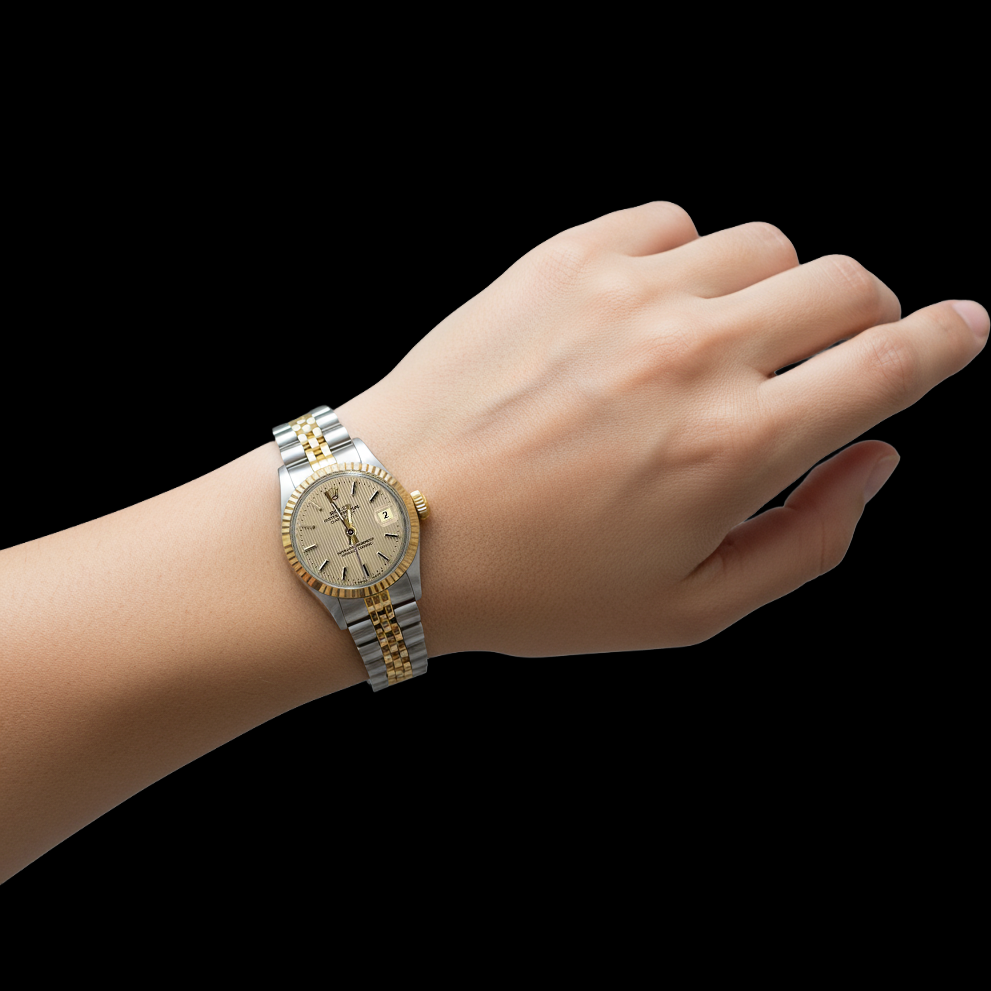 Orologio da donna Rolex Datejust con quadrante giubileo in acciaio inossidabile e oro giallo P1