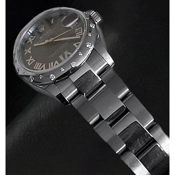 Orologio da donna Rolex Datejust da 31 mm in acciaio con diamanti, ostrica grigio romano
