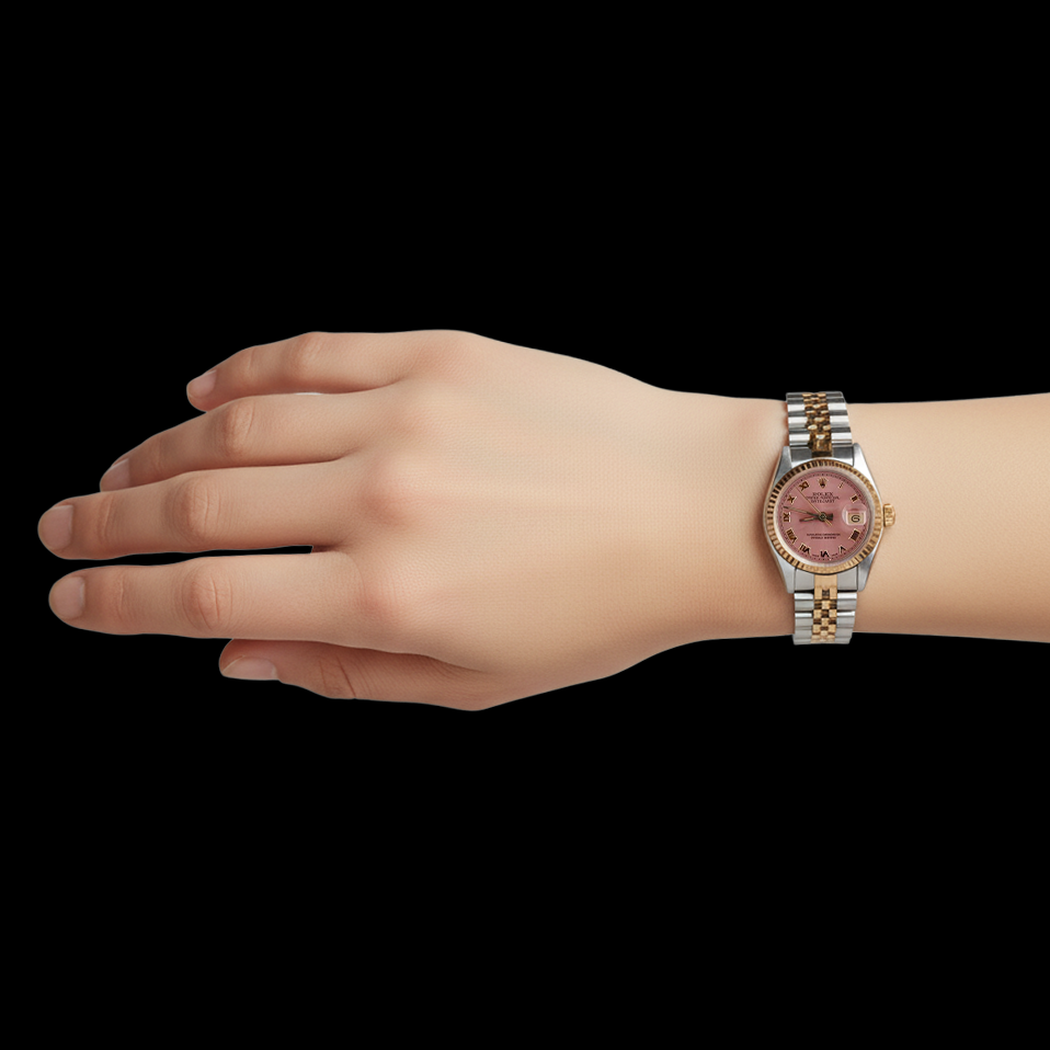 Orologio da donna Rolex Datejust in acciaio inossidabile e oro con quadrante romano giubileo Lunetta scanalata P2