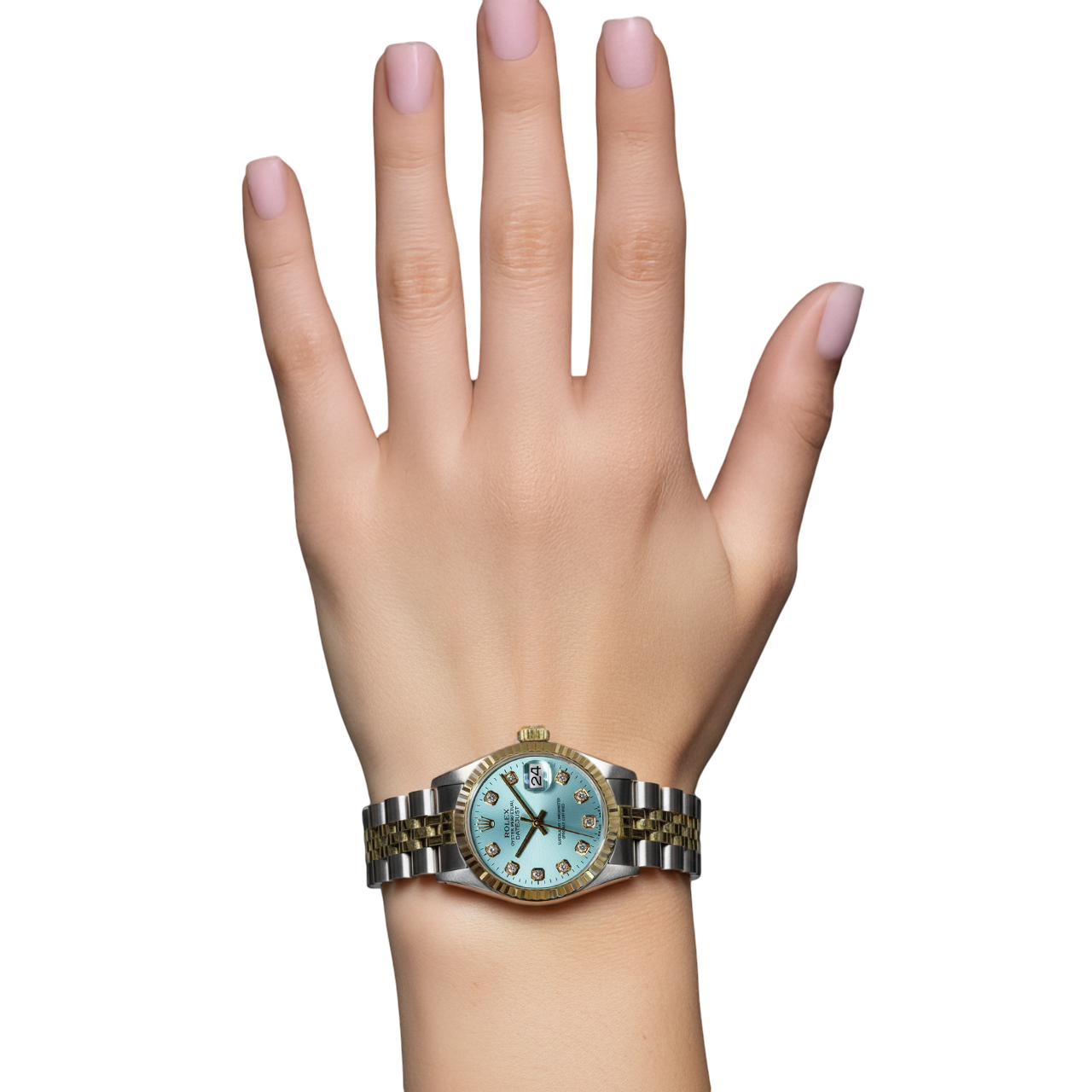 Orologio da donna Rolex Datejust quadrante blu con diamanti bicolore P4