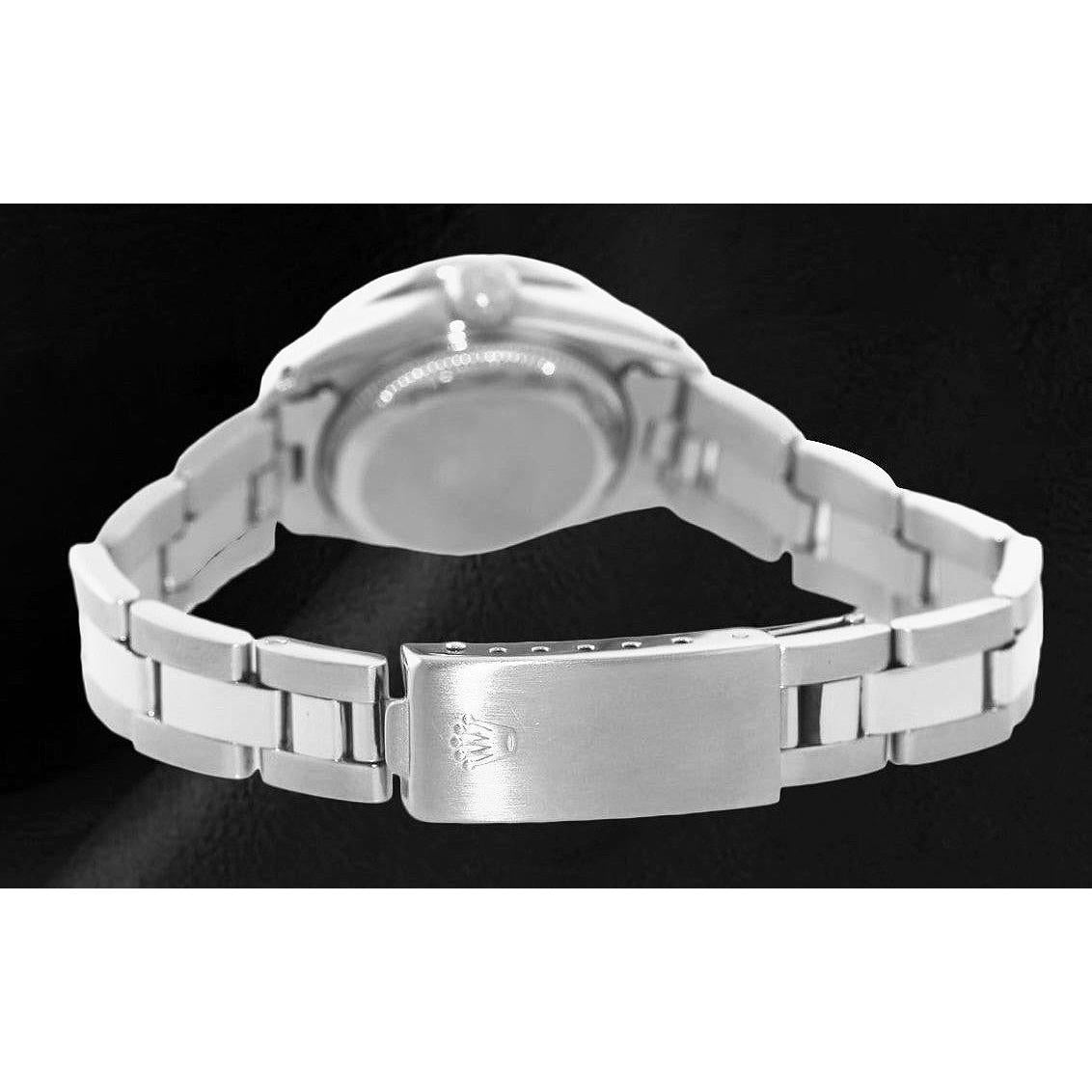 Orologio da donna con data e cordino bianco, quadrante con diamanti, lunetta in acciaio inossidabile