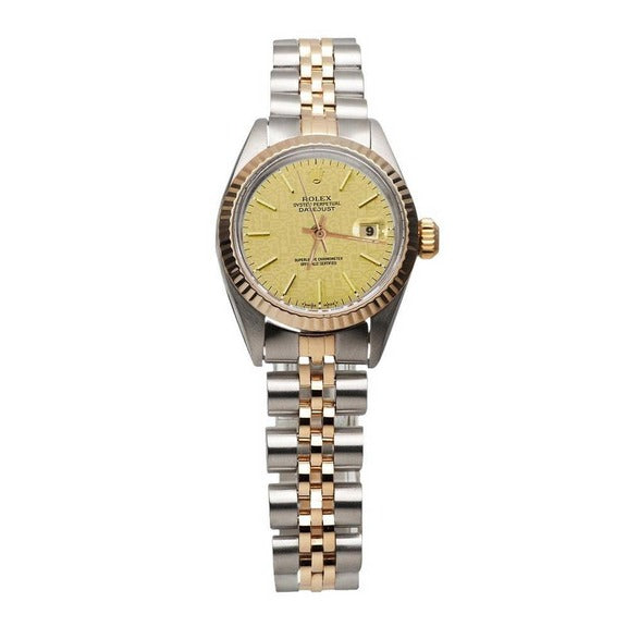 Orologio da donna con quadrante champagne e lunetta Rolex