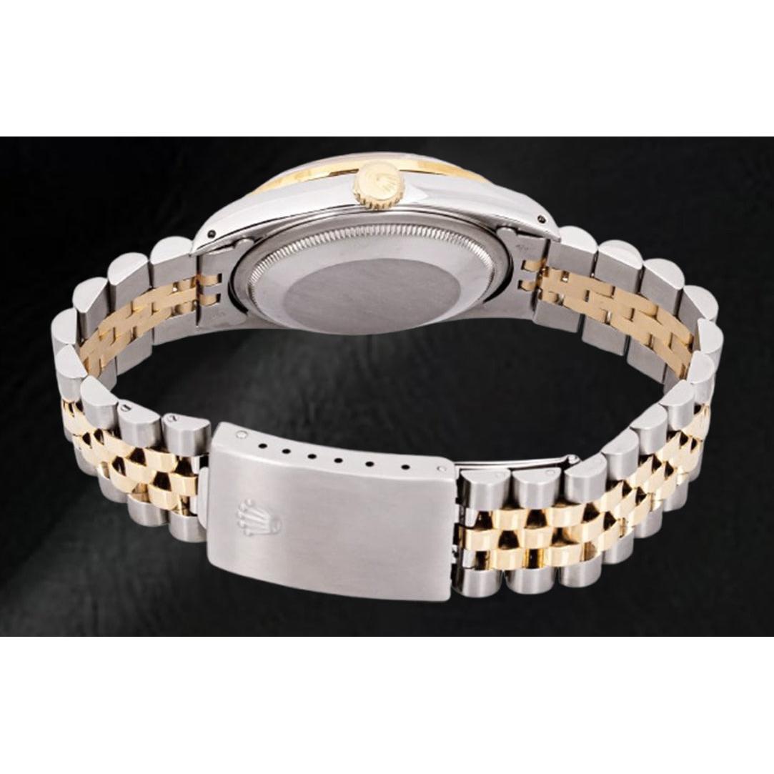 Orologio da polso Rolex giubileo bicolore da 36 mm con quadrante bianco e lunetta in diamanti