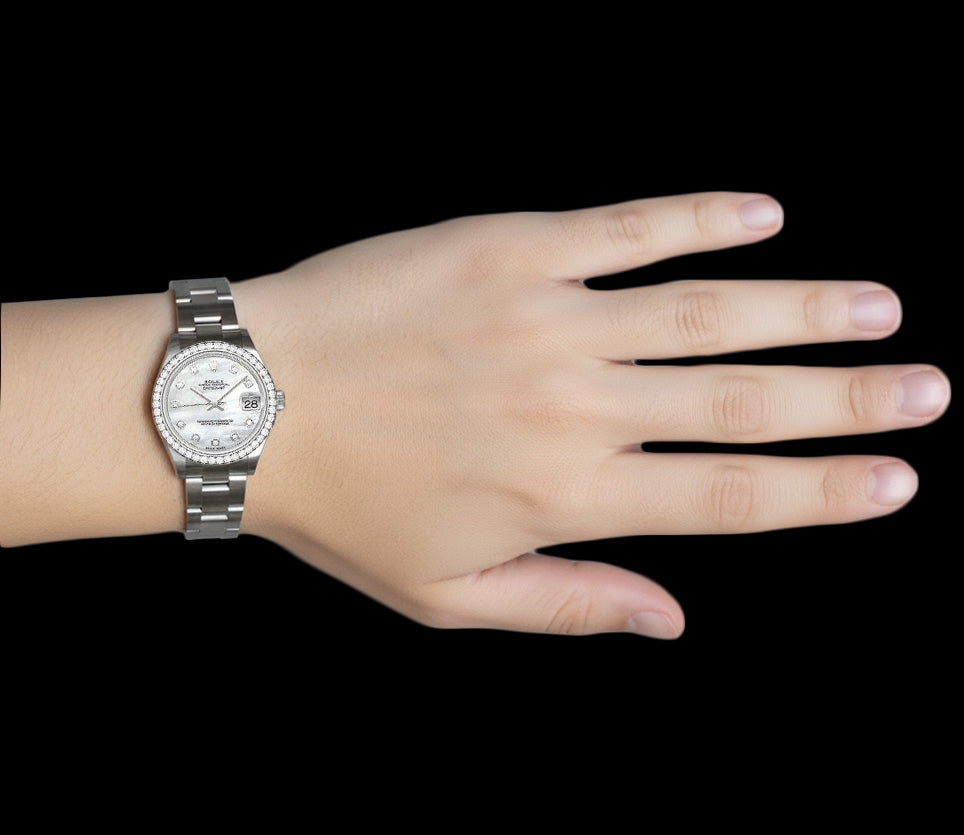 Orologio da uomo Rolex Datejust 31mm in argento madreperla diamanti P4