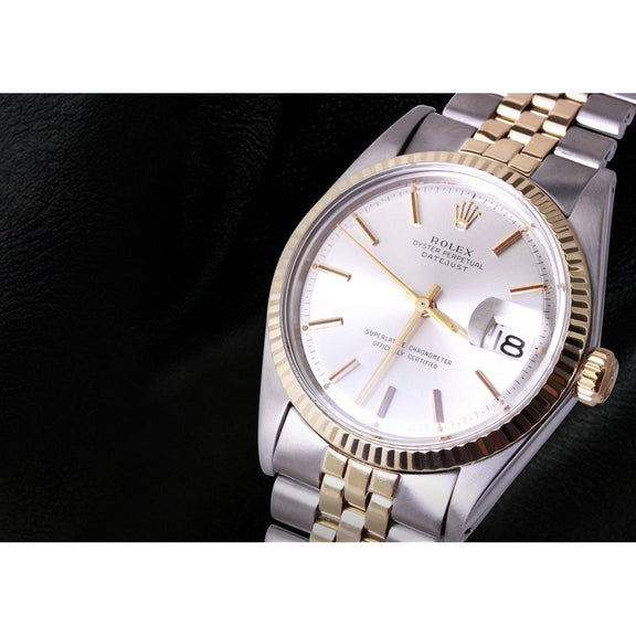 Orologio da uomo Rolex Datejust con quadrante bianco e cinturino bicolore