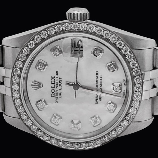 Orologio da uomo Rolex Datejust da 31 mm in acciaio inossidabile con quadrante in madreperla e diamanti
