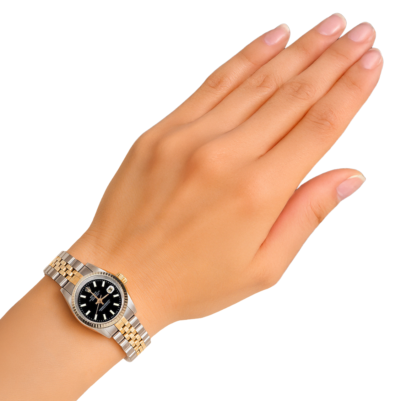 Orologio signora Rolex Datejust 26 mm bicolore con quadrante nero