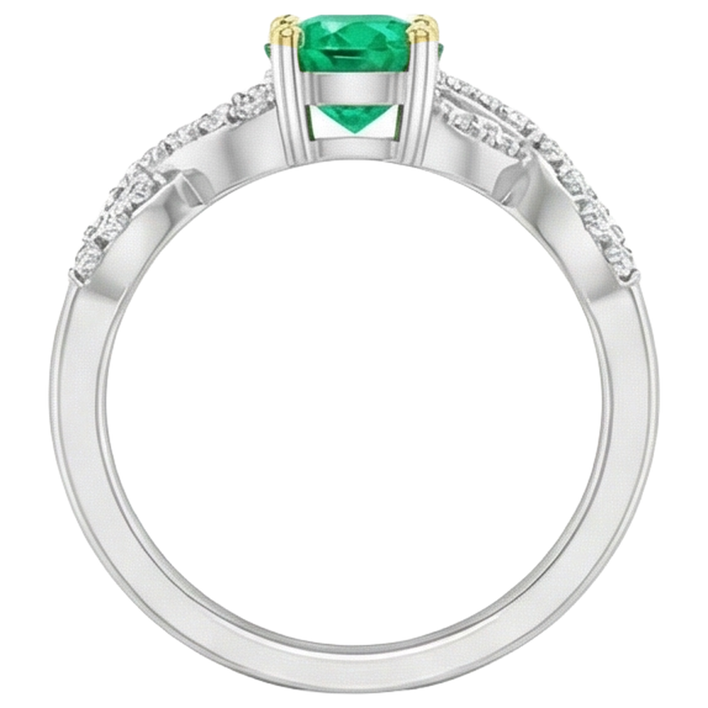Smeraldo Fine Anello Pietra Colorata 1 carati Oro Due Toni 14K – vista posteriore