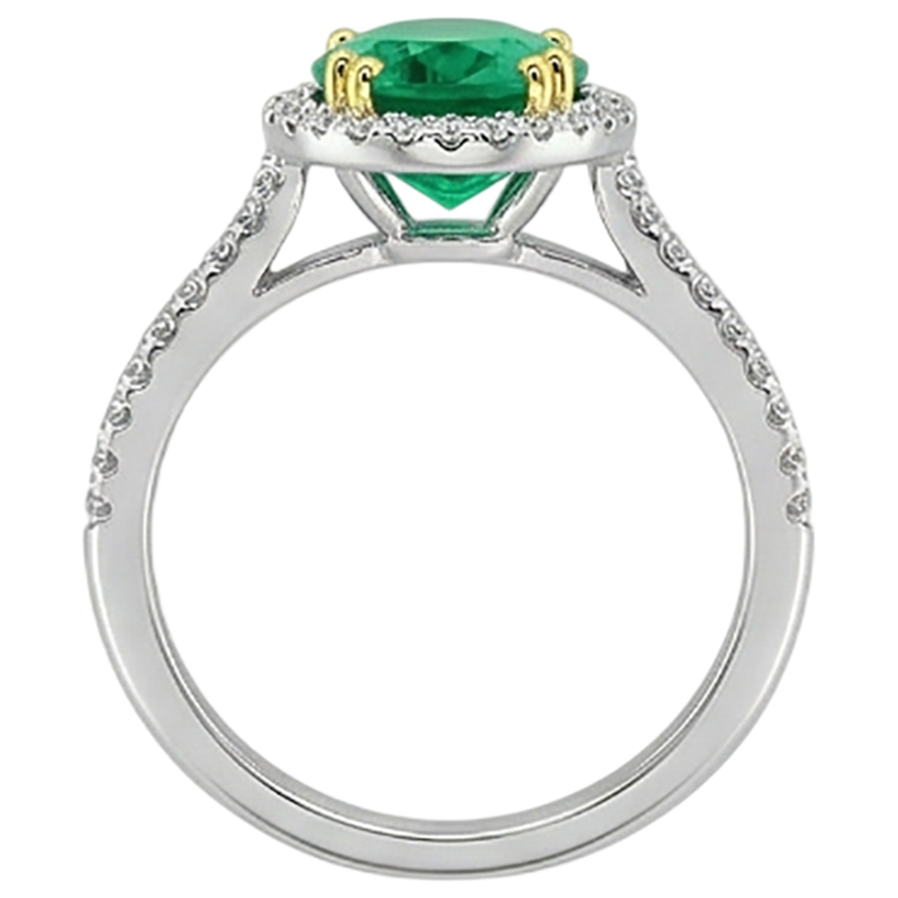 Smeraldo Fine Anello con Gemma 4-carati Oro Due Toni 14K – vista posteriore