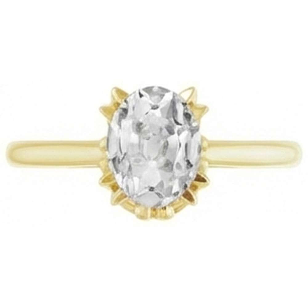 Taglio Old Mine Brillante anello in Oro Giallo 14K – vista angolare
