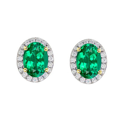 Smeraldo Gemstone Earring 1,50-carati Oro Due Toni 14K – vista principale