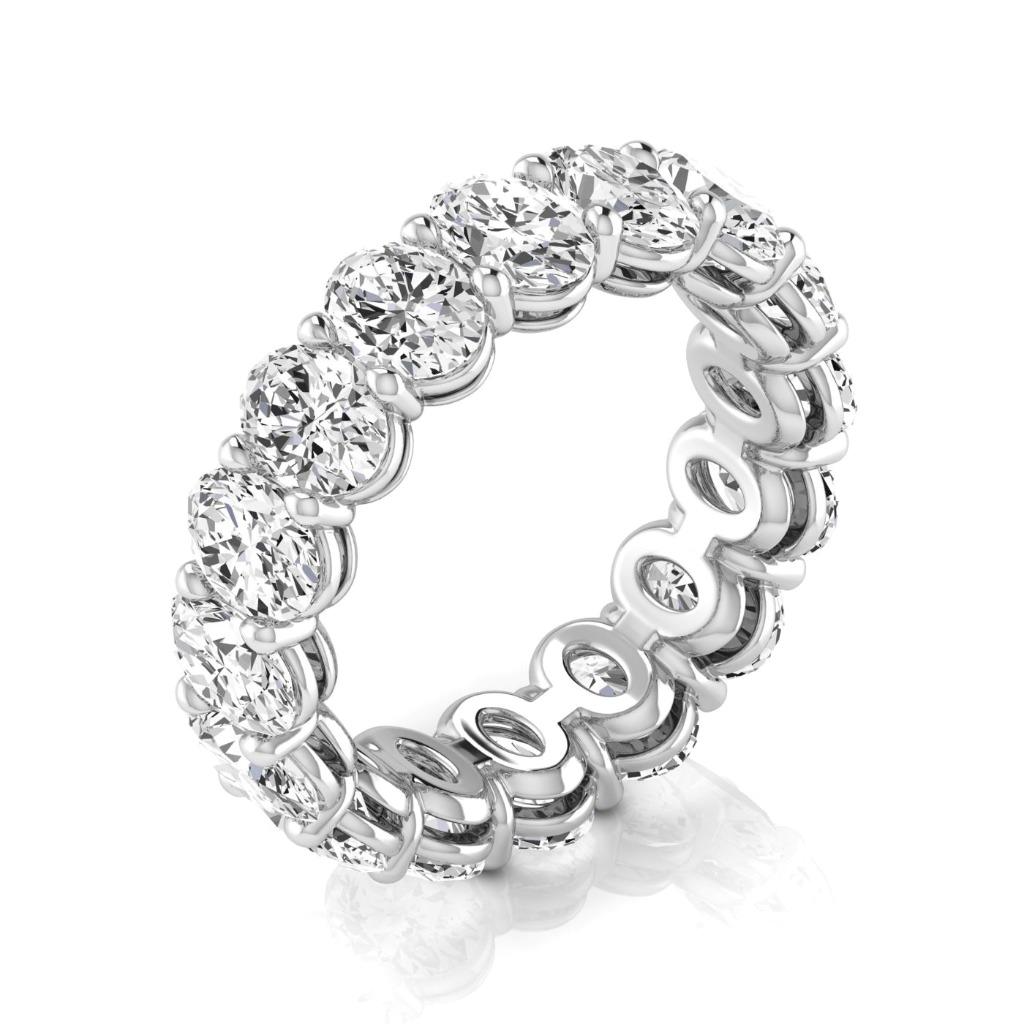 Eternity Band Oro 14 Carati Bianco con Diamante Fine – vista laterale