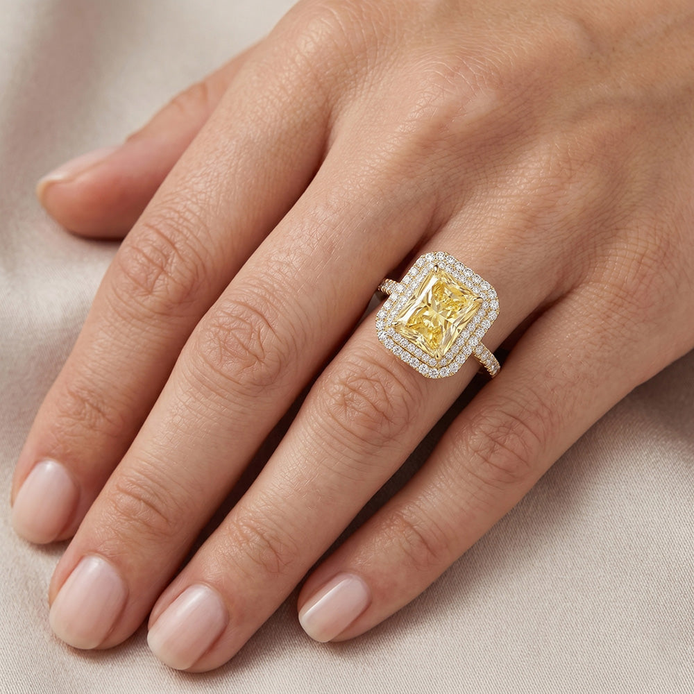 Pavé Anello Gioielleria – Diamante Giallo Canarino 4,25 carati