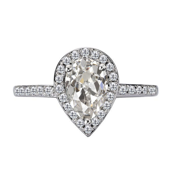 Taglio Old Mine Diamante anello in Oro Bianco 14K – vista principale