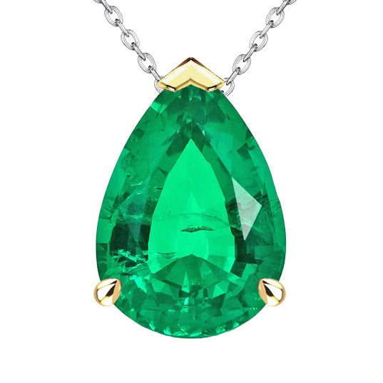 Taglio a Pera Smeraldo Colombiano anello in Oro Bicolore 14K – vista principale