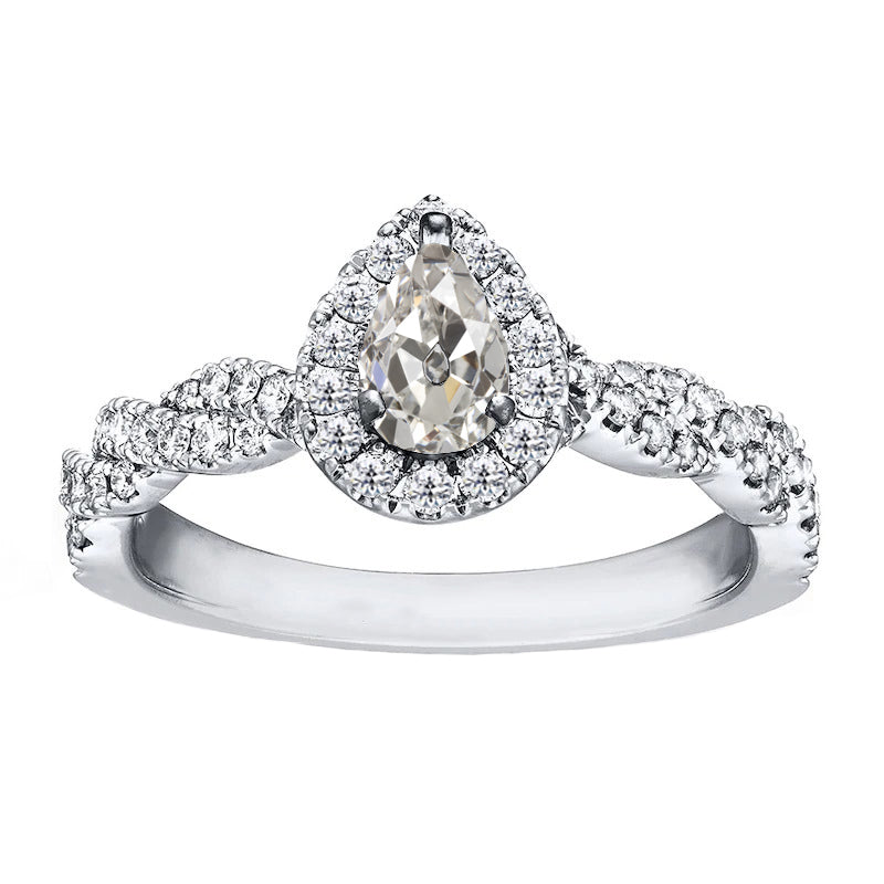 Raffinato Brillante Anello con Pavé Halo 1,50 carati – vista principale