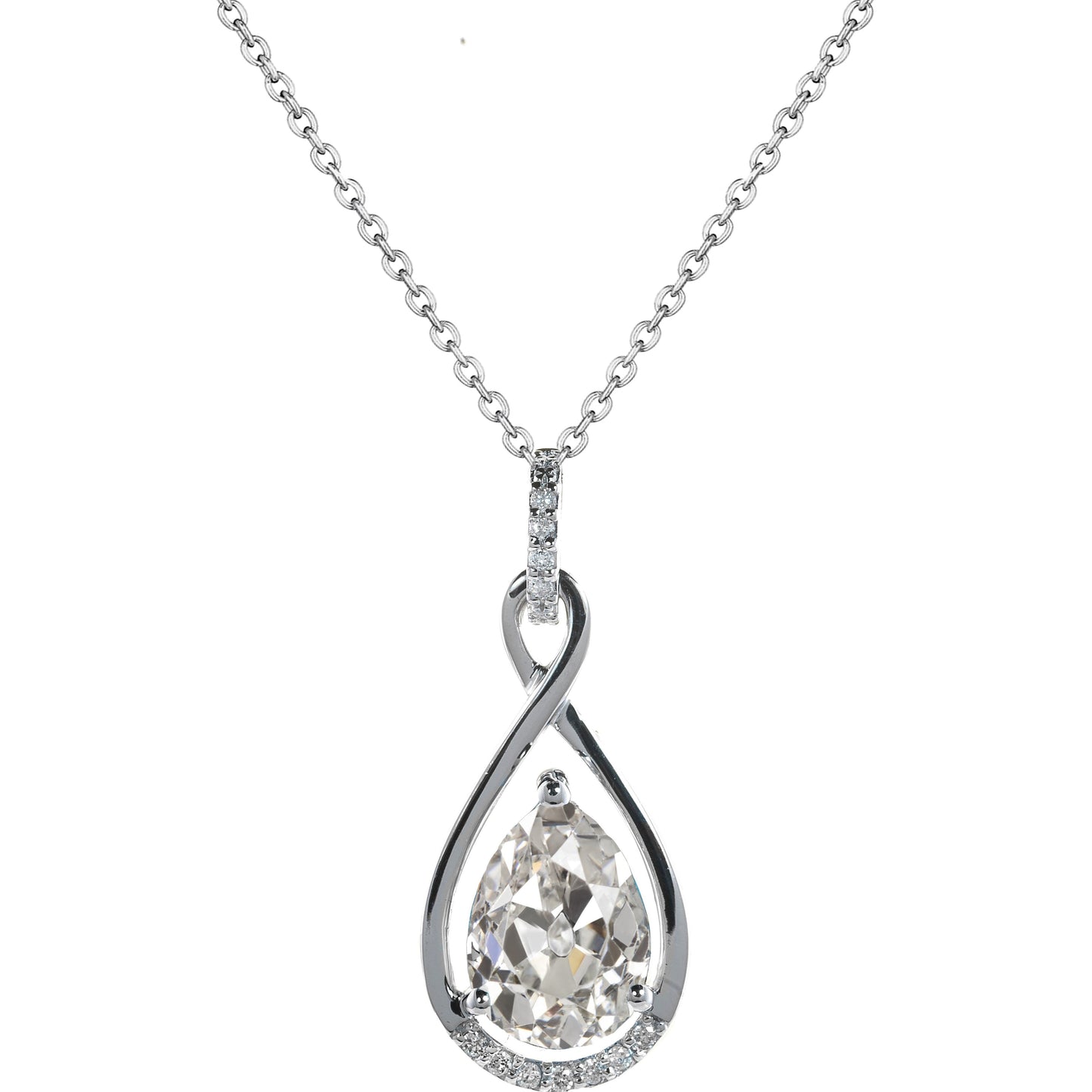 Collana Pendente Oro Bianco 14K con Brillante – vista principale