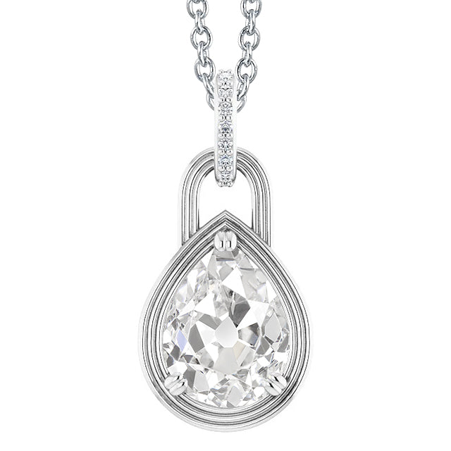Collana Pendente Oro Bianco 14K con Diamante – vista principale