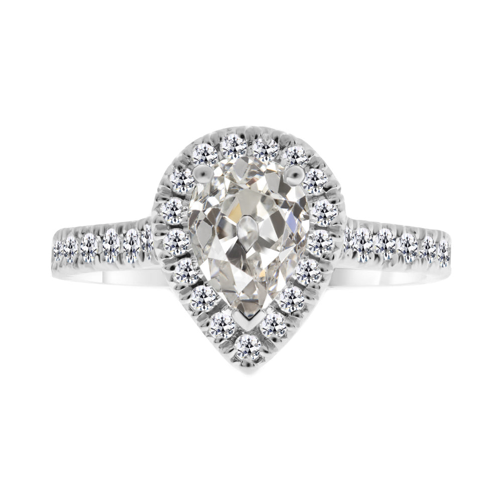 Diamante Anello di Fidanzamento Halo 2-carati Oro Bianco 14K – vista principale
