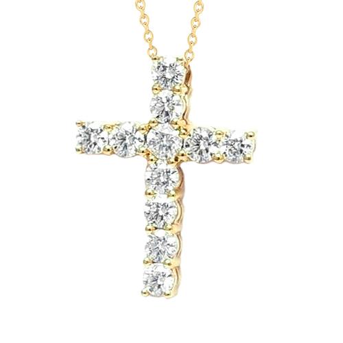 Pendente Con Vero Diamante Rotondo A Punta 3.50 Carati In Oro Giallo 14K