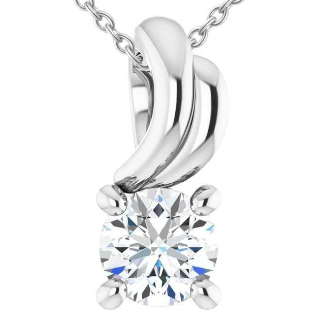 Pendente Solitario Genuino Diamante 2.50 Carati Oro Bianco 14K